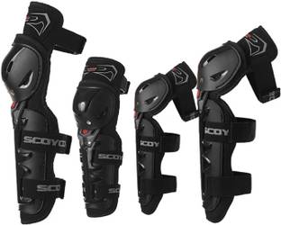 Rhtdm Motorcycle Bike Racing Riding Knee & Elbow Guard Shin Protector Elbow Guard, Knee Guard Free Black