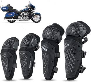 AUTO PEARL Knee Guard Set Riding Safety Protection E30 4Pcs Elbow Guard, Knee Guard Free Black