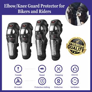 Allowing Adjustable Knee & Elbow Pads Protection Motorcycle Racing Riding Unisex Guard Knee Guard, Elbow Guard Free Black