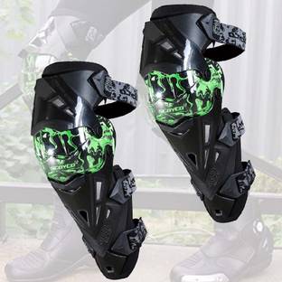 AUTO PEARL Black & Green Protective Knee Gurad 2 Pcs for All Bikes Knee Guard Free Black