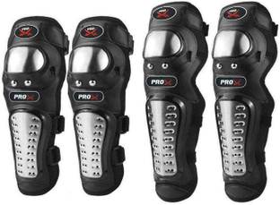 Huims 4Pcs/Set Motorcycle Kneepad Stainless Steel Moto Elbow Knee Pads Protective Elbow Guard, Knee Guard Free Black