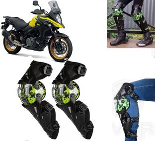 AUTO PEARL Black & Green Protective Knee Gurad 2 Pcs for V Strom 650 XT Elbow Guard, Knee Guard Free Black