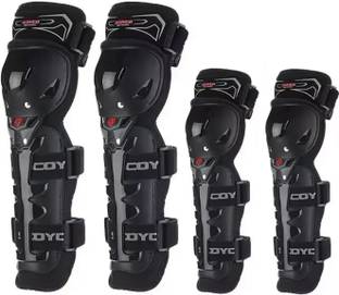 Taveesa Motorcycle Knee Shin Guards Elbow Guard Pads 4 in 1 PP Shell Protector Elbow Guard, Knee Guard Free Black