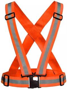Hybrid Motors Safety Reflective Vest Belt Jacket Strips Cross Belt Adjustable Jacket ,Orange Riding Protective Jacket