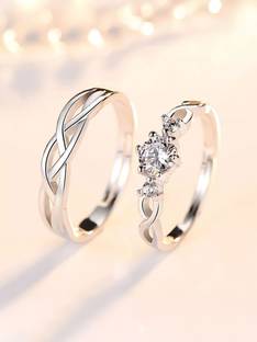 Devora Adjustable Couple Rings for lovers valentine gift Stainless Steel Ring Set
