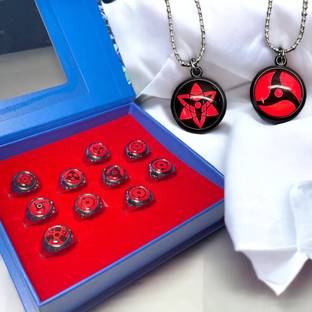 sky enterprises Multicolour Alloy Naruto Akatsuki Members Cosplay Zhu Ring for Unisex Size 18 Steel Ring