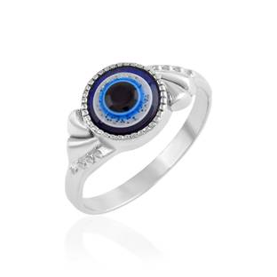 morir Silver Plated Brass Good Luck Symbol Blue Evil Eye Eyeball Finger Ring Brass Silver Plated Ring