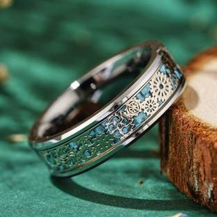 MEENAZ Alloy, Steel, Metal, Tungsten, Sterling Silver Rhodium, Titanium, Black Silver Plated Ring