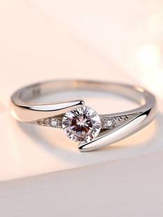 MYKI Sizzling Solitaire Adjustable Ring For Women & Girls Sterling Silver Swarovski Zirconia 24K White Gold Plated Ring