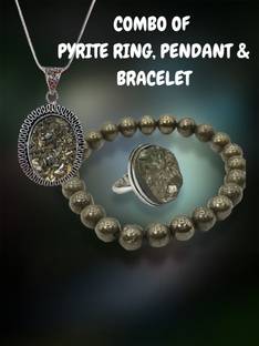 VIBESLE Natural Pyrite Bracelet with Certificate, Pyrite Pendant, Pyrite Stone Ring Stone Crystal Ring