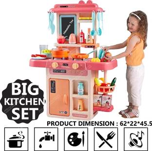 himanshu tex Kitchen Set for Kids Girl 42-Piece , Smoky, Music,Real Water Tap