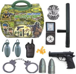 Pepstter Army Toy set for Boys with Handcuff Mini Bullet Gun Toy Role Play Weapon Set