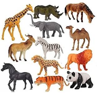 Braintastic 12 Pcs Medium Size Jungle Wild Animal World Multicolor Forest Animal Set
