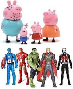 Tenmar Pig Family + Avengers Toy Set - 2Pcs (Multicolor) (Multicolor)