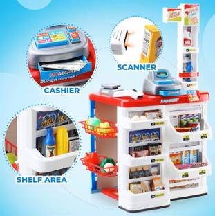 himanshu tex Role Play Game Cash Register Counter Toys Set Luxurious Plastic Supermarket Toys