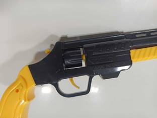 FestivalTreasures Kids KI 707 Long Barrel Toy Gun – Black Plastic Shotgun Style Cap Gun for Diwali