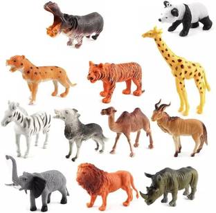 U.R.M. Enterprises 10 Pieces Jungle Animal Toy Set Realistic Animal Figures Toys for Kids