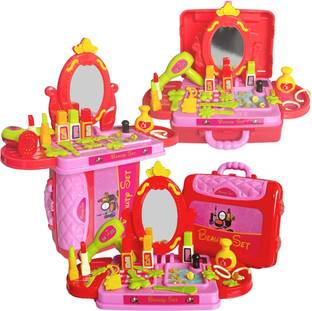 Extrawish 3 in 1 Beauty Set for Kids Girls Educational Make Up Suitcase Kit Beauty Set