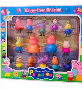Nickspool Pig Family Toy with Family and Friends Toy Set of 14 Pcs