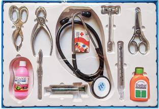 Kids creation The Doctor Set has an assortment of 12 medical tools & gadgets that will spark your child's imagination. Gift your kids this amazing role play kit. The Doctor's kit is handy for children and includes all the accessories which are used by Doctors for medical purposes. Designed in a realistic way, all the components of this kit are made of non-toxic material and your little one is sure to love it!