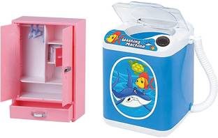 Sani International Toy World Combo of Storewell pink Toy & Washing machine toy blue for Kids