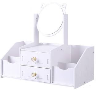 Skstore Wooden desktop storage box diy detachable assembly cosmetic mirror household