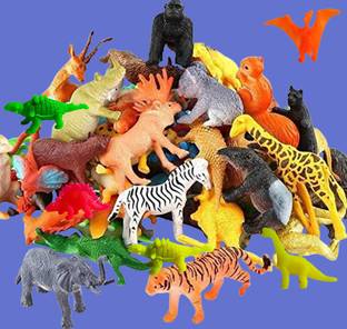 vworld Jungle Animals Figure Toys Play Set, Realistic Wild Plastic Animal