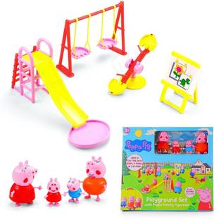 Nickspool Pe'ppa Pig Family Playground Park Set with Pig Family Figures