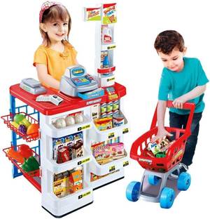 himanshu tex Children Mini Supermarket Set Band Scanning Function Pretend Play Set