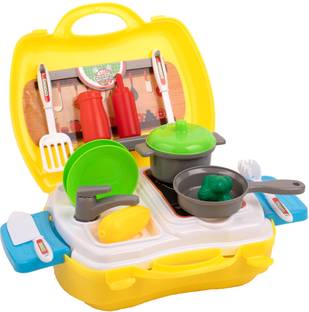 BUMTUM Kitchen Set Play Toy Pretend Food Little Chef Cooking Set With Suitcase ForKids