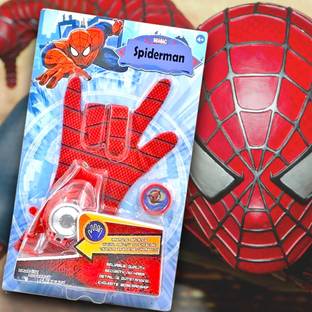 Uneeke Shape Spiderman Disc Shooter Watch Gadget, Toy Set with Gloves, Cosplay Launcher Gun