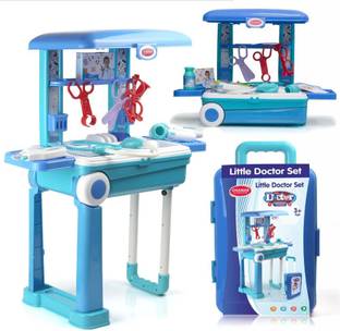 Aditi Toys Premium Set With Pull & Push Trolley For Kids, 13 Piece Doctor Kit