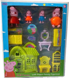 giftsrus Peppa Pig Family set with House Furniture Toy Set-Birthday Gift for Girls