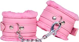 cinrada Handcuff Adjustable Pink Set Premium Soft Leather Cuffs for Couples
