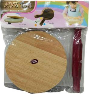 WHITE POPCORN kids wooden Wood Small Size Chakla Belan and Rolling Pin for Kids