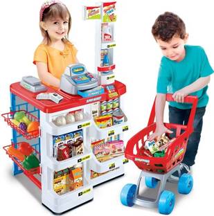Fayme International Pretend Playset Big Size Supermarket kit for Kids Toys with Shopping Cart toy