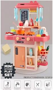 xelix Plastic Kitchen Set Toys with 42 Pcs Lights&Sounds, Play Sink with Running Water