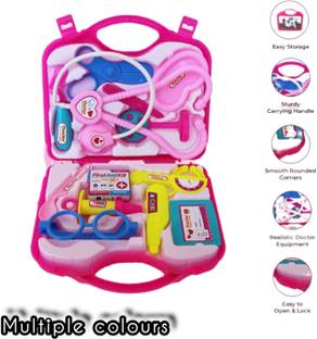 srpking Pretend Play Doctor Set With Foldable Suitcase For Kids-Blue