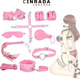 cinrada Handcuff Role Play kit Premium Quality Pink 9 Pcs Set for Couples