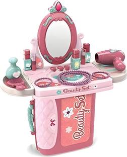 KELOSK 3 in1 Beauty Makeup Kit Pretend Play Cosmetic Suitcase Set For Girls Fun toy set