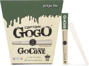 कैप्टन गोगो gogo paper Pre Rolled 56 pack of 56 cone Unbleaches rolling paper hemp प्री-रोल्ड King Size पेपर रोल