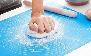Virtuous Silicone Baking Mat for Pastry Rolling with Measurements Non-Stick Dough Mat Rolling Pin