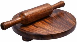 BRRL Sheesham Wood Rolling Pin and Board Set/Chakla Belan Wooden Set - B bau, Rolling Pin & Board