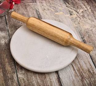 OGGN Marble Chakla Wooden Belan for Roti Maker Chapati Maker Rolling Board 9" Rolling Pin & Board