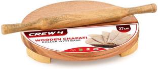 CREW4 Wooden chakla belan/roti maker/roti roller Rolling Pin & Board