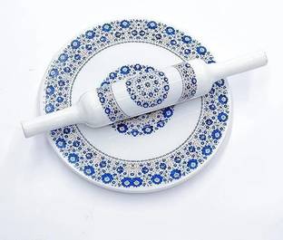 R A ART IMPEX Enamel Printed Marble Roti Maker Board Rolling Pin & Board