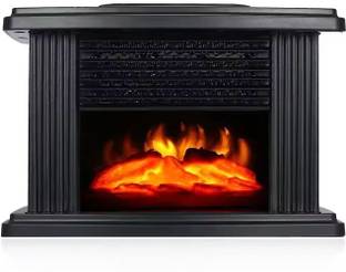 Gokich Radiators Electric Fireplace Tabletop Portable Heater, 1000W Black Metal Frame Fan Room Heater