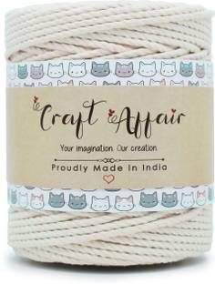 Craft Affair | 3ply Twisted Cotton Rope Macrame Cord (50 Meter, 3mm) | Wall Hangers & DIY work Off White
