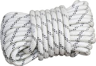 Fit Fusion Dynamic Nylon Climbing Rope, 10MM Static Hiking, Rappelling Rope, Mountaineering White-Black