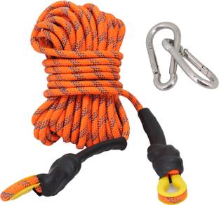 Fit Fusion Climbing Rope with Hook, Rappelling Rope, Tensile Force Upto - 20 KN Orange